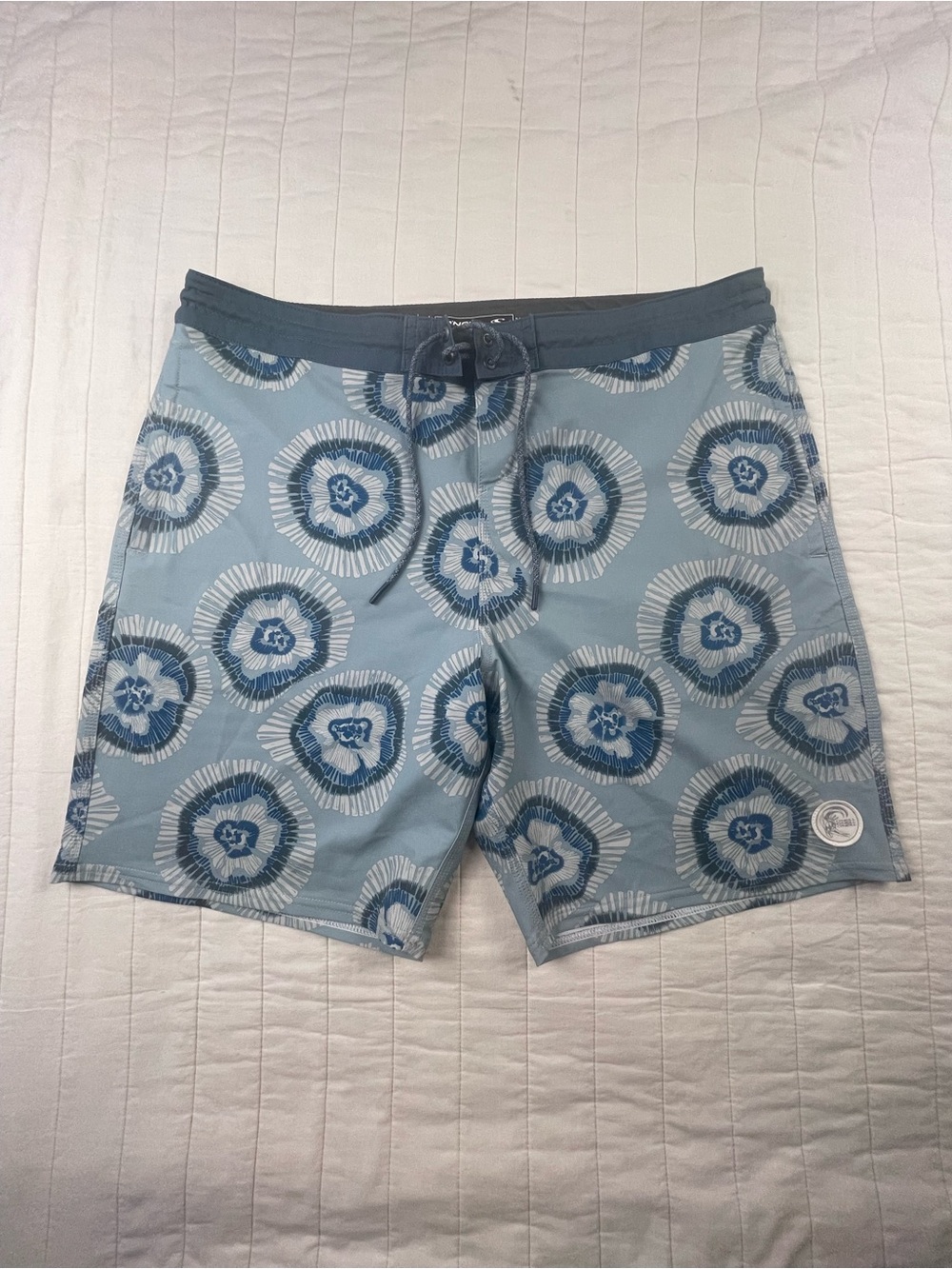 O'Neill Light Blue Floral-Pattern Unlined Swim Board Shorts 36